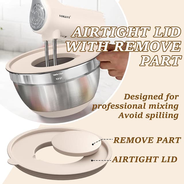 Thumbnail 5 de Umite Chef Mixing Bowls Set 5QT 🍽