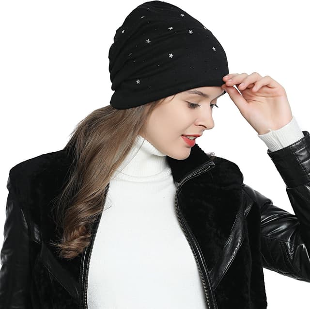 Detalle de DonDon Bonnet femme hiver slouch doublé étoiles