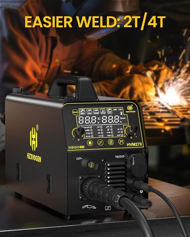 Detalle de H HZXVOGEN 200A 6-in-1 Multi-Process MIG Welder (Gas/Gasless) with HF TIG, Plasma Cutting & Stick