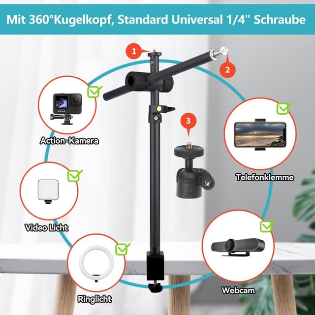 Detalle 1 de JEBUTU OS01 Tischstativ für Overhead 32,5–55 cm