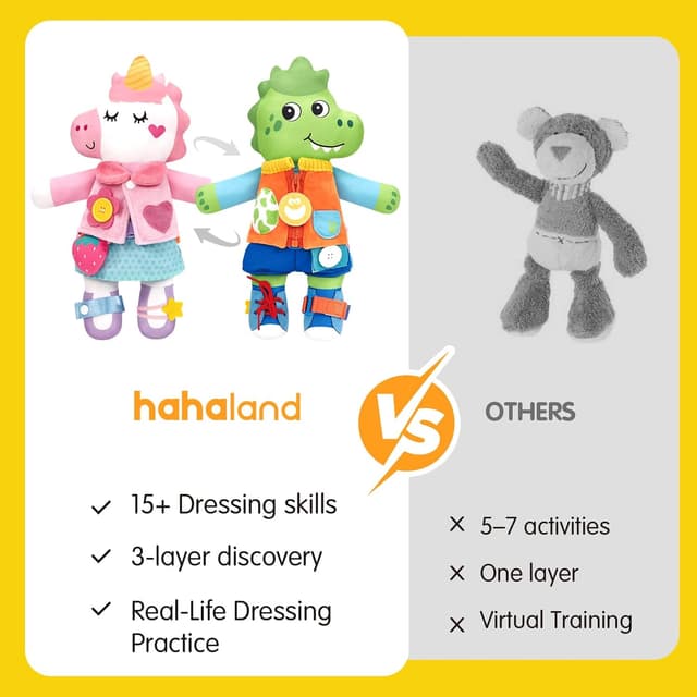 Thumbnail 6 de hahaland Peluche Montessori Unicorno/Dino 2 anni