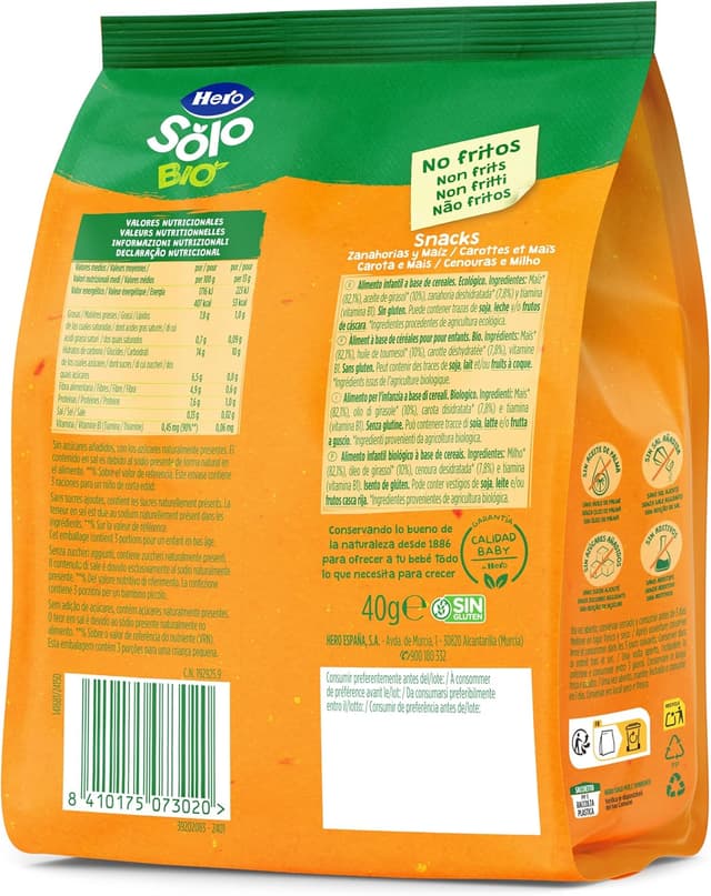Thumbnail 2 de Hero Solo - Snacks de Zanahorias y Maíz 🌱, BIO, 6x40 g