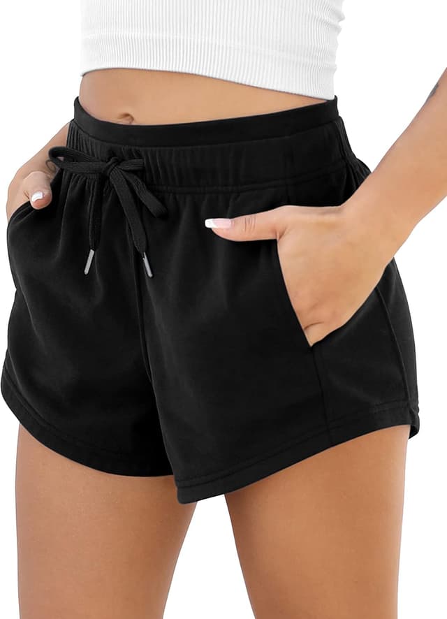 Detalle de ODODOS Women’s Sweat Shorts with Pockets (Cotton French Terry Drawstring)