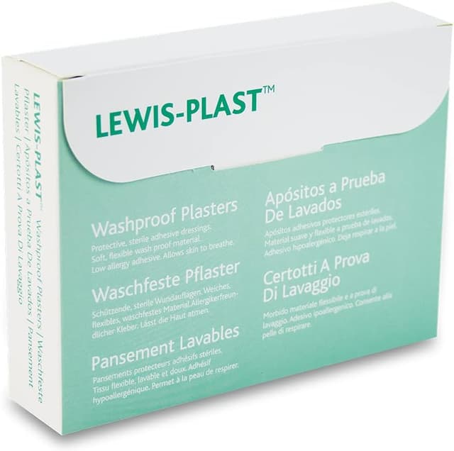 Detalle 2 de Lewis-Plast Premium Assorted Washproof Sterile Hypoallergenic Plasters, Box of 100 (Waterproof-style first aid)