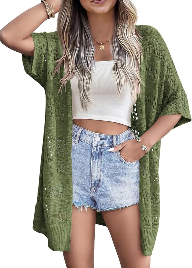 Thumbnail 6 de Zeagoo Lightweight Summer Crochet Cardigan for Women (Short Sleeve Kimono, Open Front)