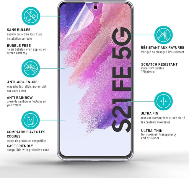 Detalle de smartect Protecteur d’écran TPU mat pour Samsung Galaxy S21 FE (lot de 2, pose sans bulles)