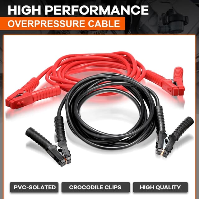 Detalle 2 de GEARCELL 6m 3000A 2x Heavy-Duty Jump Leads (with gloves) for 6V, 12V and 24V cars, vans and more