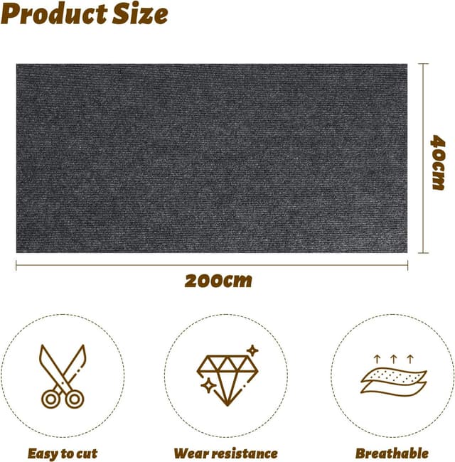 Detalle 2 de Kasanni Tappeto tiragraffi per gatti 200 cm × 40 cm 🐱