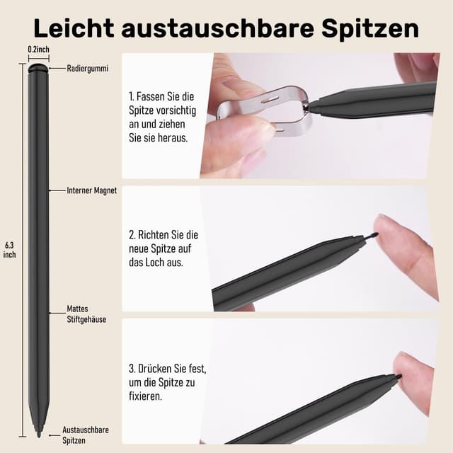 Thumbnail 6 de EMR Stylus Pen für Remarkable 2 mit Radiergummi, 4096 Druckstufen & magnetischer Befestigung