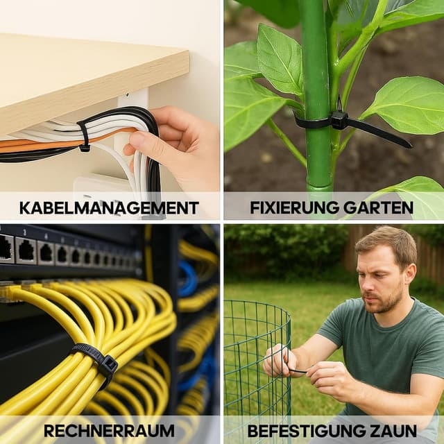 Thumbnail 6 de SUPERFA Kabelbinder-Set 500 Stück, schwarz – selbstsichernd 300 mm x 4,8 mm für Kabelmanagement