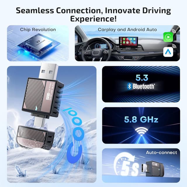 Thumbnail 2 de Wireless Android Auto & CarPlay Adapter 2-in-1 Black