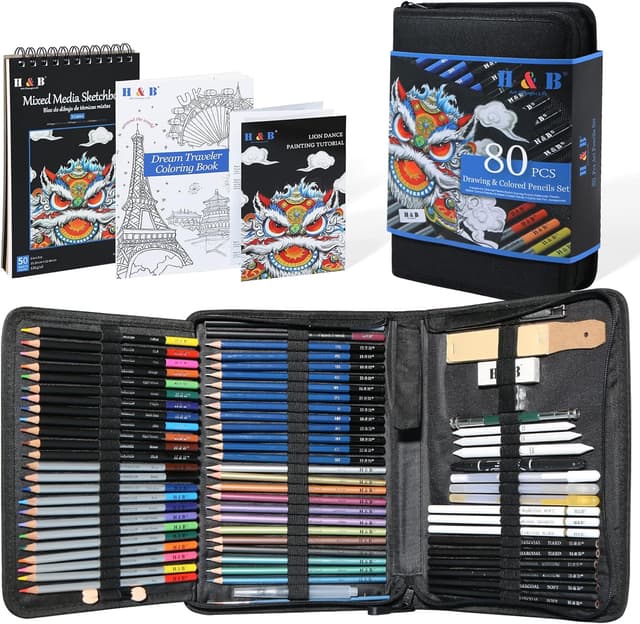 Thumbnail 6 de H & B Colouring Pencils 72-Piece Oil-Based Coloured Pencil Set with Colouring Book