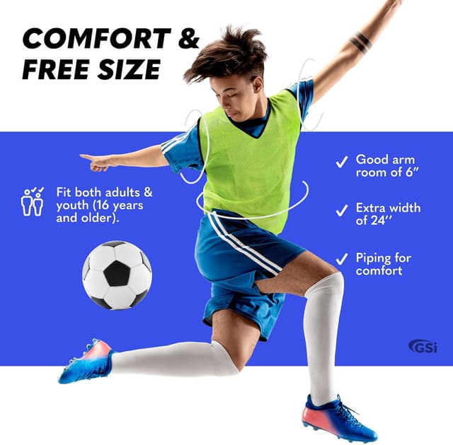 Detalle 2 de GSi Sports Pinnies mesh training vests (packs of 6 or 12) – free size, orange high-vis pack