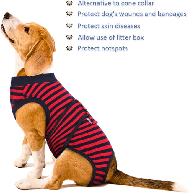 Thumbnail 6 de Kuoser Dog Surgery Recovery Suit – Adjustable dog post-surgery body suit in red (cotton & spandex)