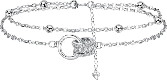 Detalle de Bracelet argent 925 Arrebol, double chaîne 20 cm