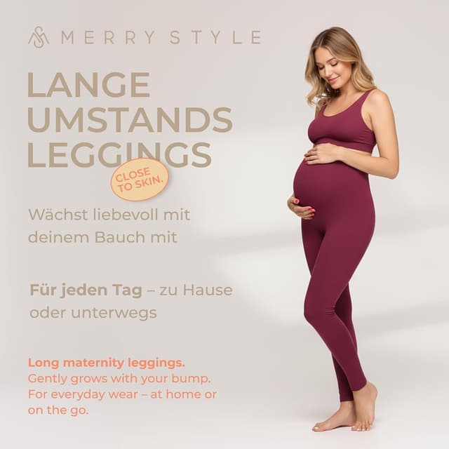 Detalle de Merry Style Damen Lange Umstandsleggings aus Viskose MS10-297