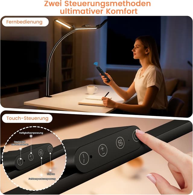 Detalle de TYEE Schreibtischlampe 24W LED dimmbar, Tageslichtlampe