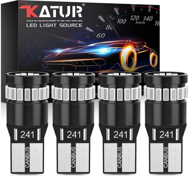 Detalle de KATUR 194 LED Light Bulb in Brilliant Red (CANBUS Error Free) – 24-SMD 3014, W5W/T10/T194 wedge replacement (4pcs)