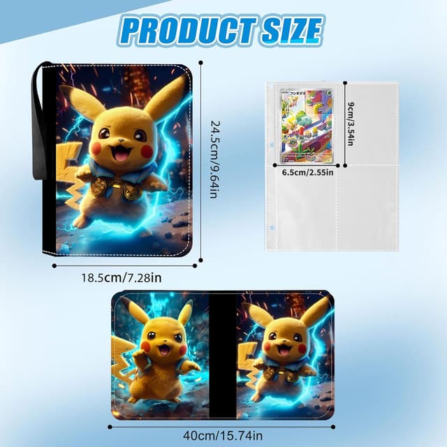 Detalle 2 de CrinIotyx Trading Card Binder with Zipper – PU Leather Holder, 50 Pages (400 pockets)