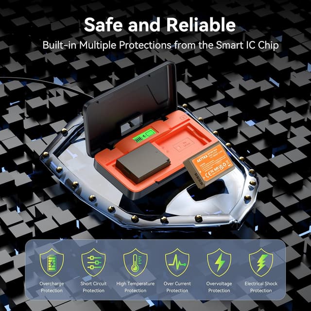 Detalle de AKTTKA LP-E10 Akku 1680 mAh Schnelllade-Set (20 W) inkl. Dual-Ladegerät für Canon LP-E10 / EOS 1100D bis 4000D