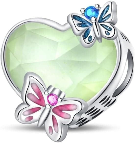 Detalle de KUNSIR Charm-Anhänger Damen aus 925 Sterling Silber mit Zirkonia (für Armband- und Halsketten-Charm-Systeme, C5)