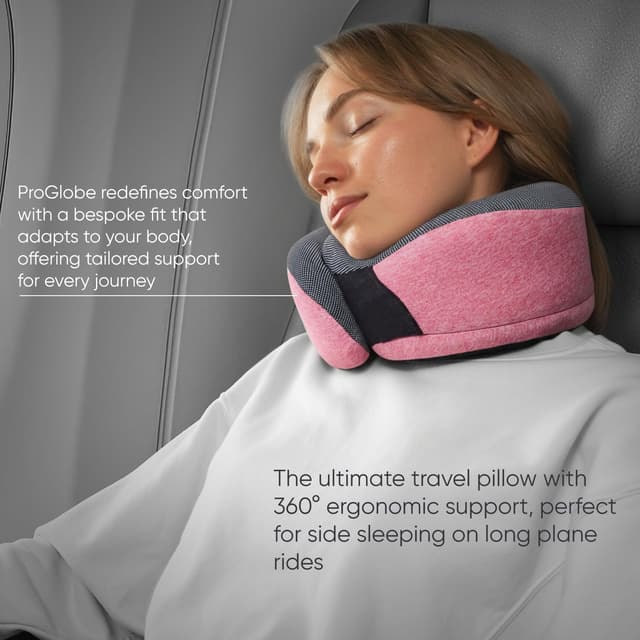 Detalle 2 de Proglobe Pink Airplane Travel Pillow Set with 100% Pure Memory Foam Neck Pillow
