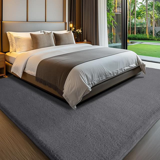 Detalle 2 de Sour Lemon Kurzflor Teppich 300 x 425 cm grau – waschbar, rutschhemmend für Wohnzimmer & Kinderzimmer