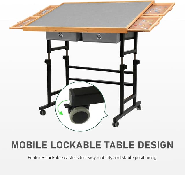 Detalle de BuilderButler 1500-Piece Puzzle Table with Wheels, Adjustable Height & 45° Tilt, Drawers and Cover