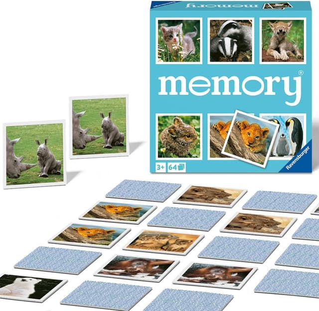 Detalle de Ravensburger Memory® Tierkinder 20879 – Tier-Fans-Merkspiel für 2–8 Spieler ab 3 Jahren