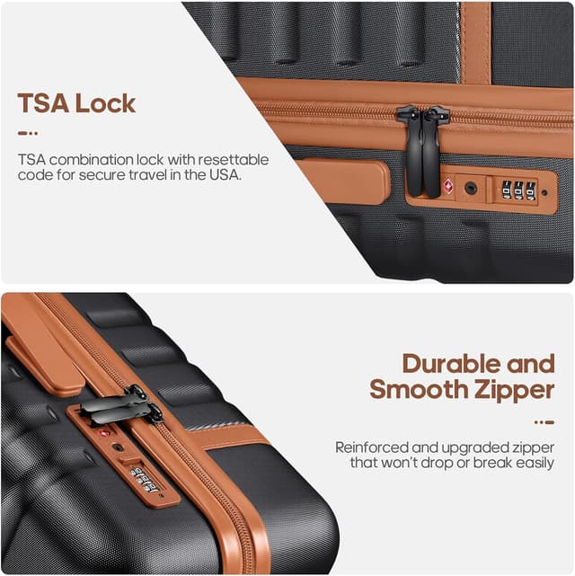 Detalle de UKEIN Luggage Sets 3-Piece Carry-On Set (20-In Spinner Hardshell + Travel Backpack + Toiletry Bag) with TSA Lock