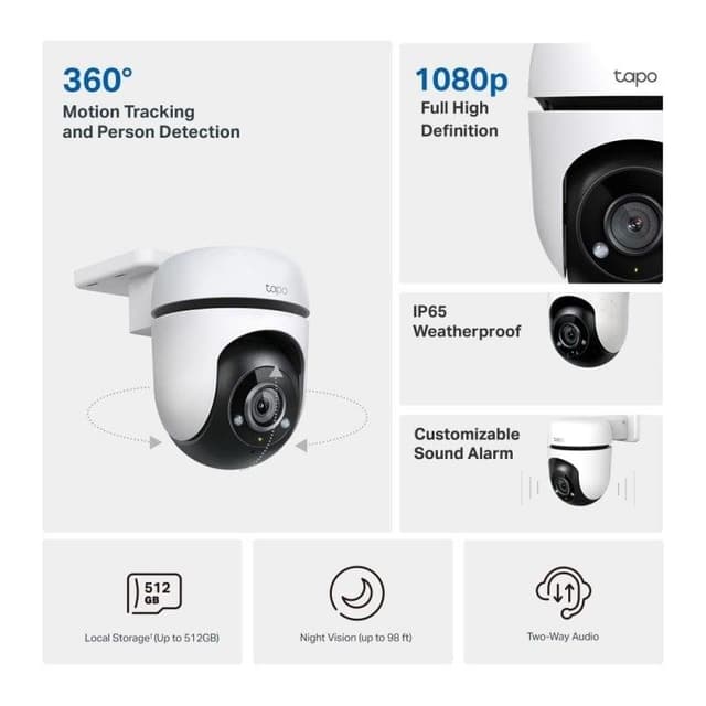 Detalle de TP-Link Tapo Cámara de Vigilancia 360º Exterior FullHD V2