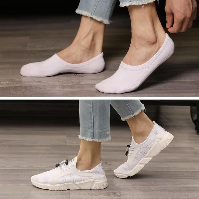 Detalle 2 de PAUNEW Sneaker Socken Damen (10 Paar) – No-Show Footies mit rutschfestem Silikonpad