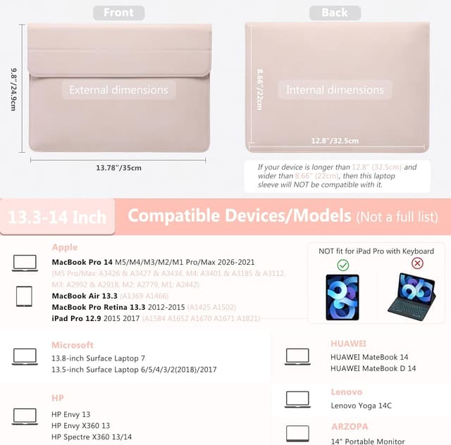 Detalle 2 de HYZUO laptop sleeve case 13.3 to 14 inch