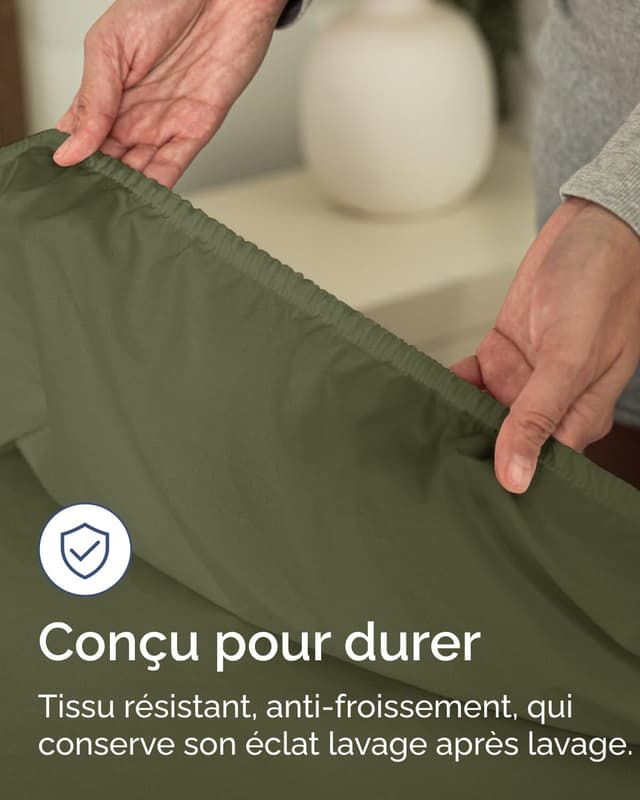 Detalle de CGK Unlimited Drap housse 180x200 cm bonnet 40 cm extra profond en microfibre vert sauge