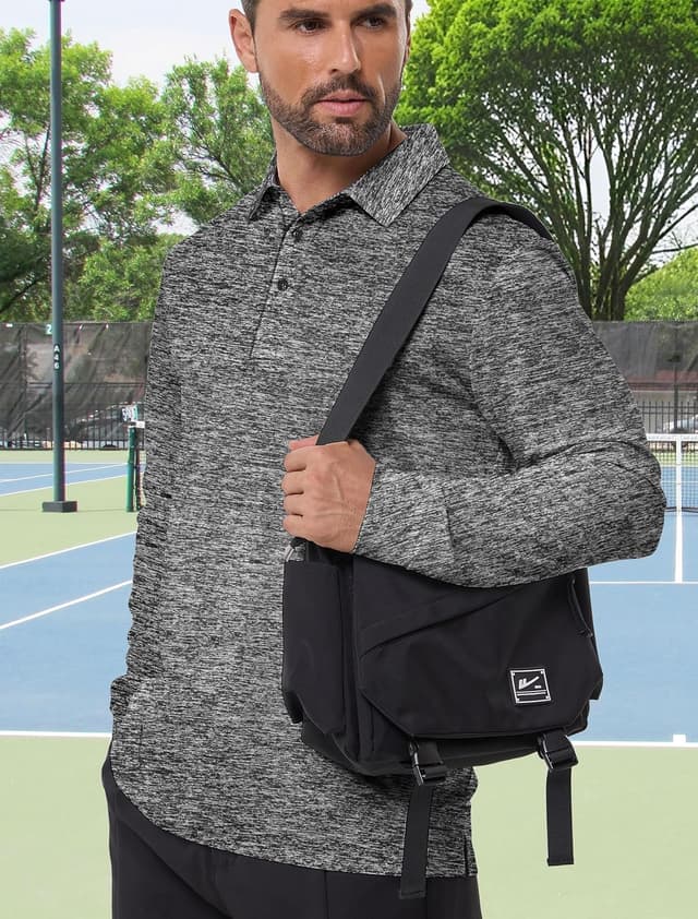 Detalle de ANGEL CITIZ Herren Poloshirts (Kurzarm/Langarm) – atmungsaktiv, schnelltrocknend, für Casual, Sport & Golf