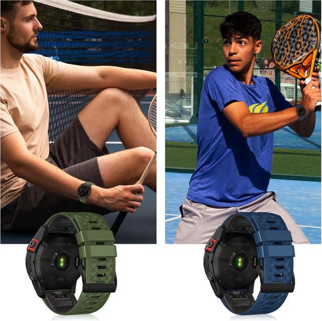 Thumbnail 6 de LanQii 26mm QuickFit Silikon-Armband für Garmin (Tactix 8, Fenix 8/7/6/5, Enduro, Descent) – Grün/Schwarz