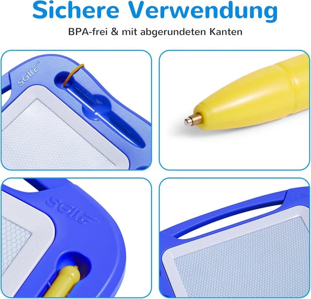 Detalle de SGILE magnetische Maltafel Zaubertafel Kinder (blau) – mit Stift, 3 magnetischen Stempeln, ab 2 Jahren