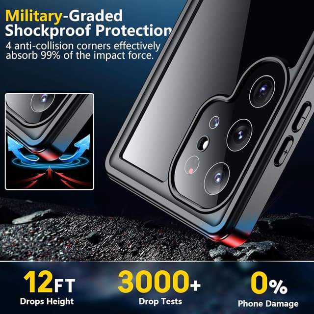 Detalle 2 de SPIDERCASE Upgraded Waterproof Case for Samsung Galaxy S24 Ultra (IP68) with Built-In Screen & Camera Lens Protection
