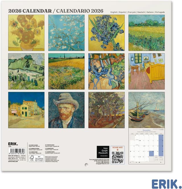 Thumbnail 1 de Grupo Erik Calendario da muro Van Gogh 2026 30×30 cm 📅