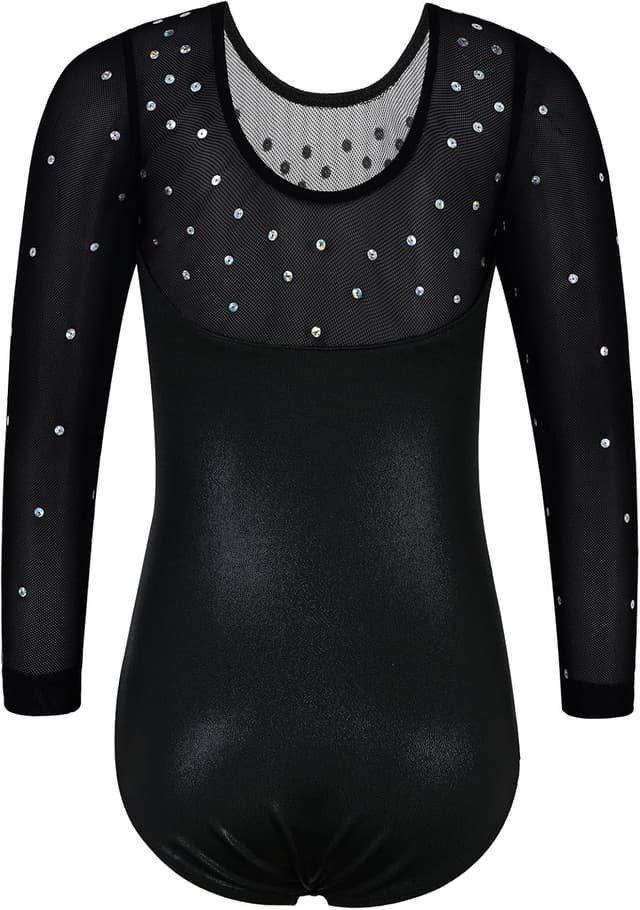 Detalle 1 de ZNYUNE Kinder klassischer Turnanzug mit Glanz – Gymnastiktrikot ärmellos oder Langarm für Mädchen