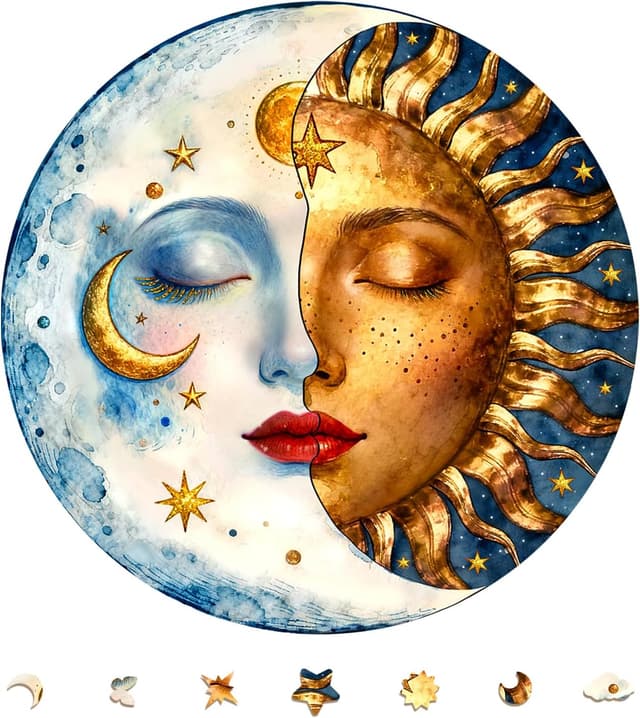 Detalle de Sun and Moon Elements Wooden Puzzles for Adults (200 Pieces) – Circle Puzzle Box