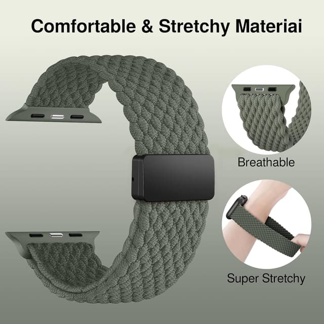 Detalle de Cinturino magnetico in nylon intrecciato Yoohoo per Apple Watch 49/46/45/44/42/41/40/38 mm (Solo Loop)