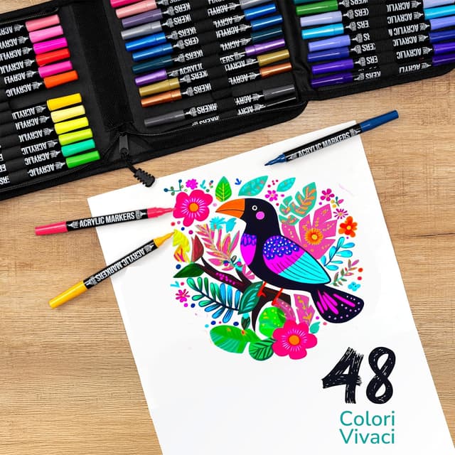 Thumbnail 5 de Zenacolor Pennarelli Acrilici 48 colori 🎨