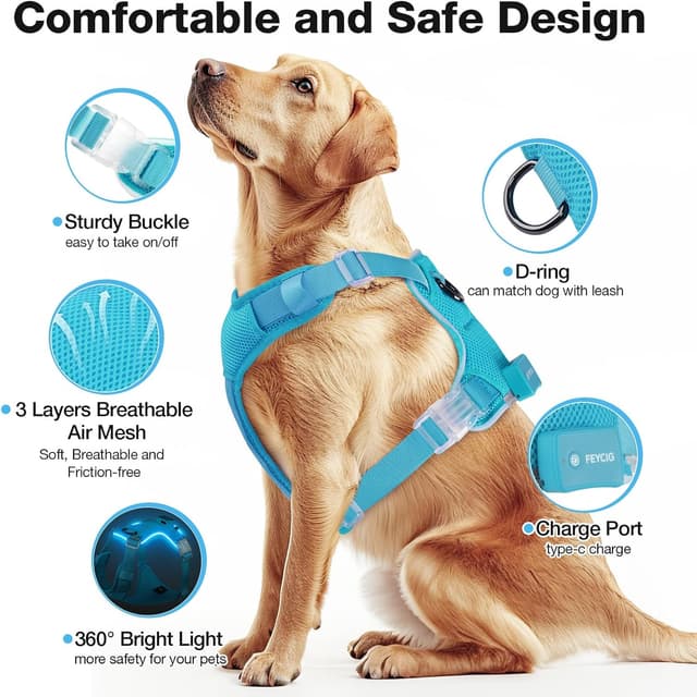 Detalle 2 de Feycig LED Hundegeschirr X-Large, 3 Modi