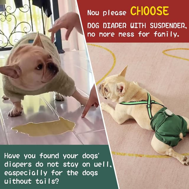 Detalle de Hisprout 3-Pack Reusable Female Dog Diaper with Suspender (XS, Claret) – washable doggie pants for incontinence & heat season