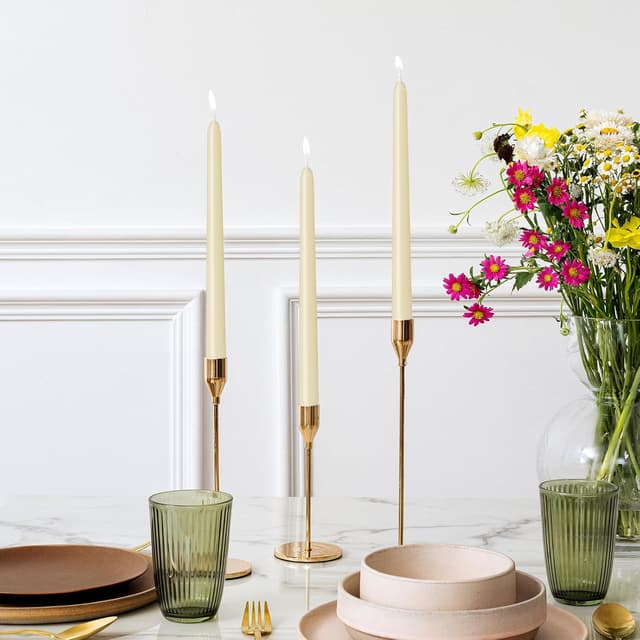 Detalle de 4 Pack Ivory Taper Candles (10 Inch) — Dripless, Smokeless & Unscented, 8-Hour Burn