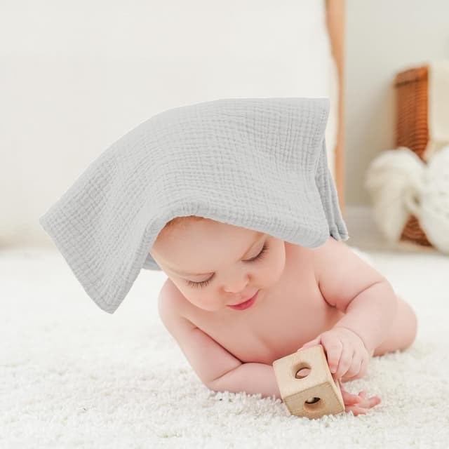 Detalle 2 de Bearmoss Baby-Musselin-Spucktücher Set aus 100% Baumwolle, 6er Pack (60×60 cm)