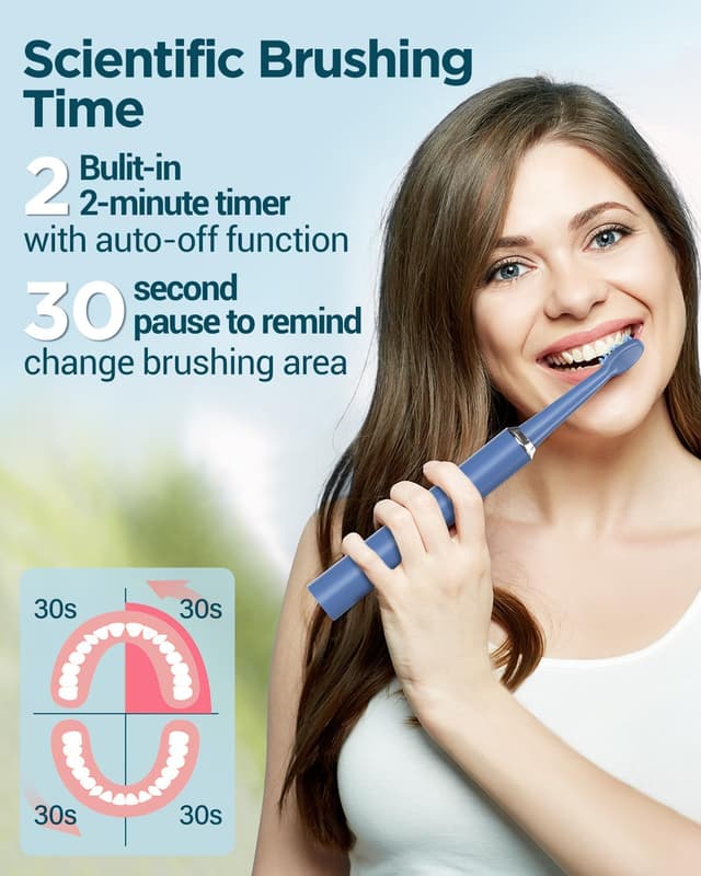 Detalle 2 de Rechargeable Electric Toothbrush for Adults and Kids with 8 Dupont Heads, 5 Modes & 2-Minute Timer