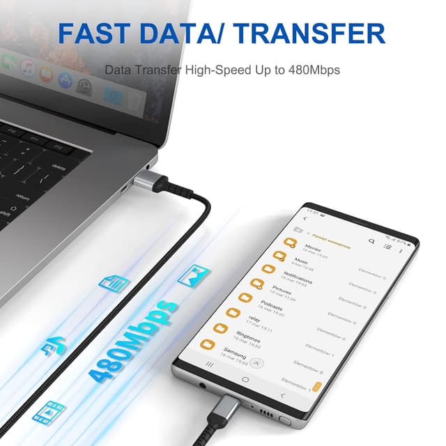 Thumbnail 4 de Braided USB A to Type C 2m cable 2-pack