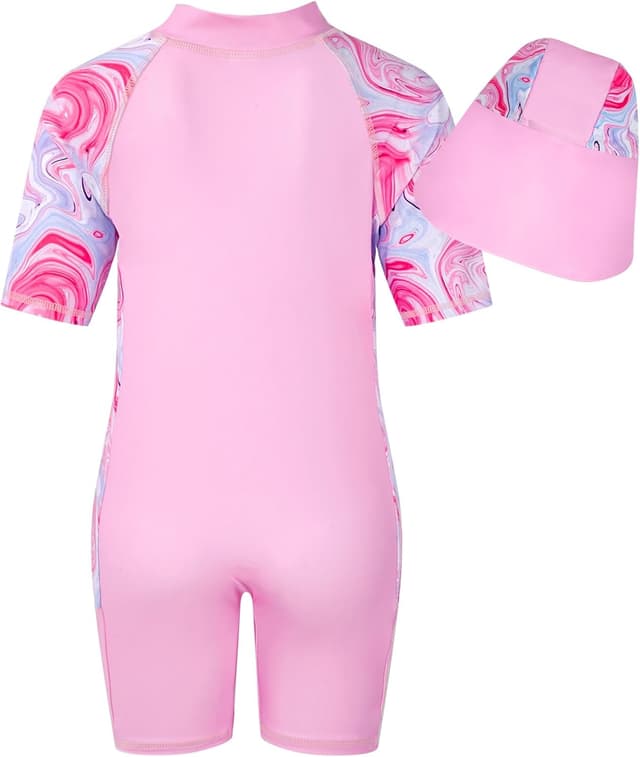 Detalle de WYTbaby Girls’ Long Sleeve Mermaid One-Piece Swimsuit (UPF 50+), Age 4–9